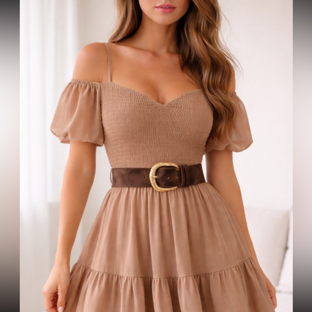 Zara limited edition suede with textured gold buckle belt
